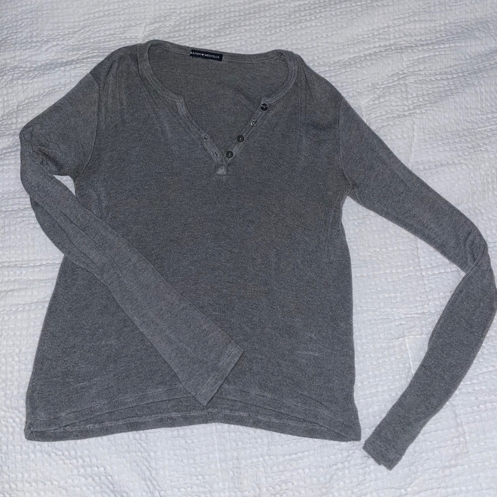 Brandy Melville Grey Ribbed Long Sleeve